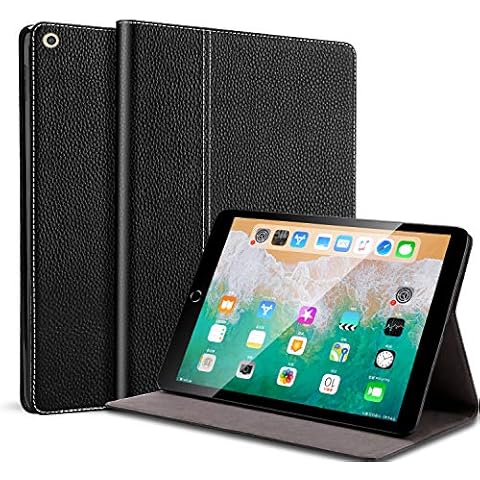 NANRUIL for Ipad Case 10.2-inch 9th/8th/7th Gen Genuine Leather Cover Protective Shell for 2021/2020/2019,Auto Wake/Sleep.Black Cover