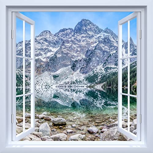 3D blanco caliente ventana nieve montaña ventana marco mural vinilo dormitorio papel pintado pegatinas de pared Navidad
