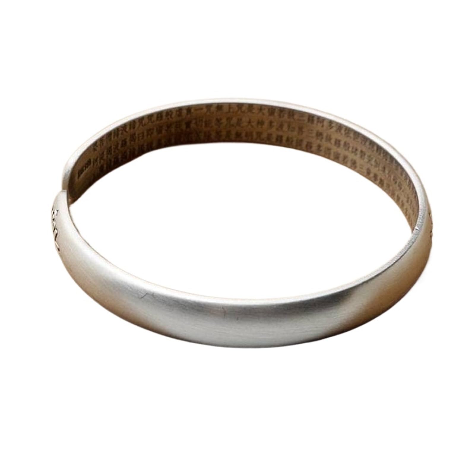 Bracciale in argento, bracciale rigido alla moda, bracciale rigido 999 Anemone con detti buddisti Bracciale aperto Bracciale in argento spazzolato opaco Come mostrato, i braccialetti possono essere re