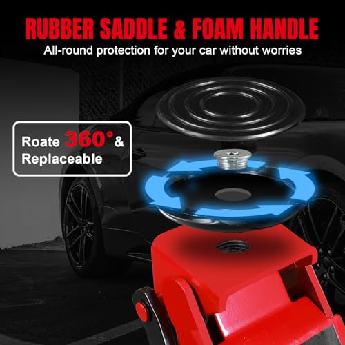 Image of Jack Boss 4 Ton Floor Jack Hydraulic Low Profile Floor Jack with Dual Piston Quick Lift Pump, 4 Ton (8,800 lbs) Capacity, Red
