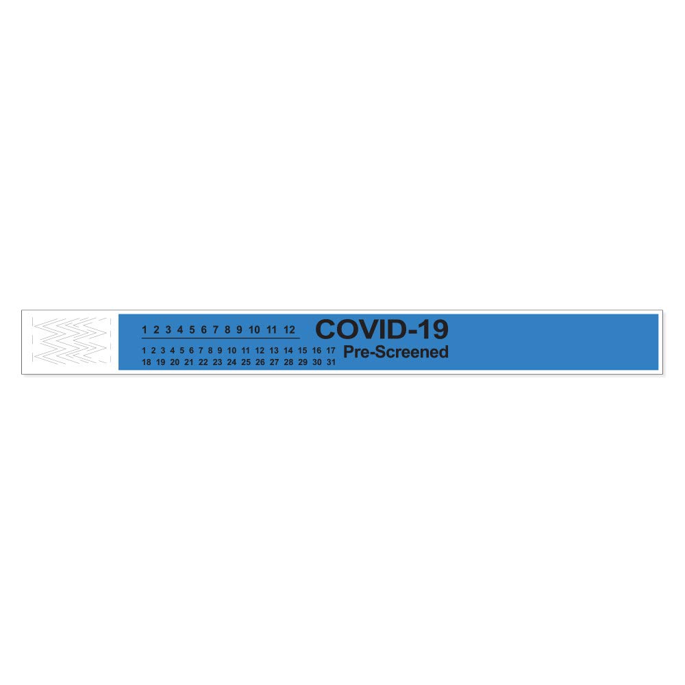 PDC Healthcare 3050P-13-PDR Short Stay Tyvek Pre-Printed "COVID-19 Pre-Screened" Wristband
