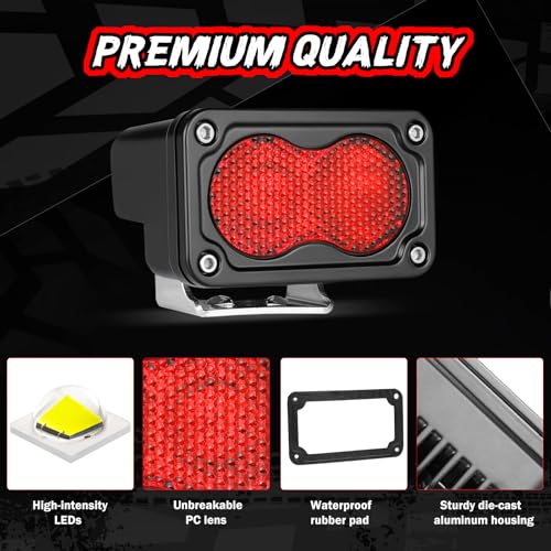 Image of 3 Inch LED Pod Lights Red Yellow Rear Fog LED Light Bar | Waterproof Auxiliary LED Cube Light Hunting Fishing Emergency Signal Work Lights for Truck UTV Pickup Motorcycle Boat