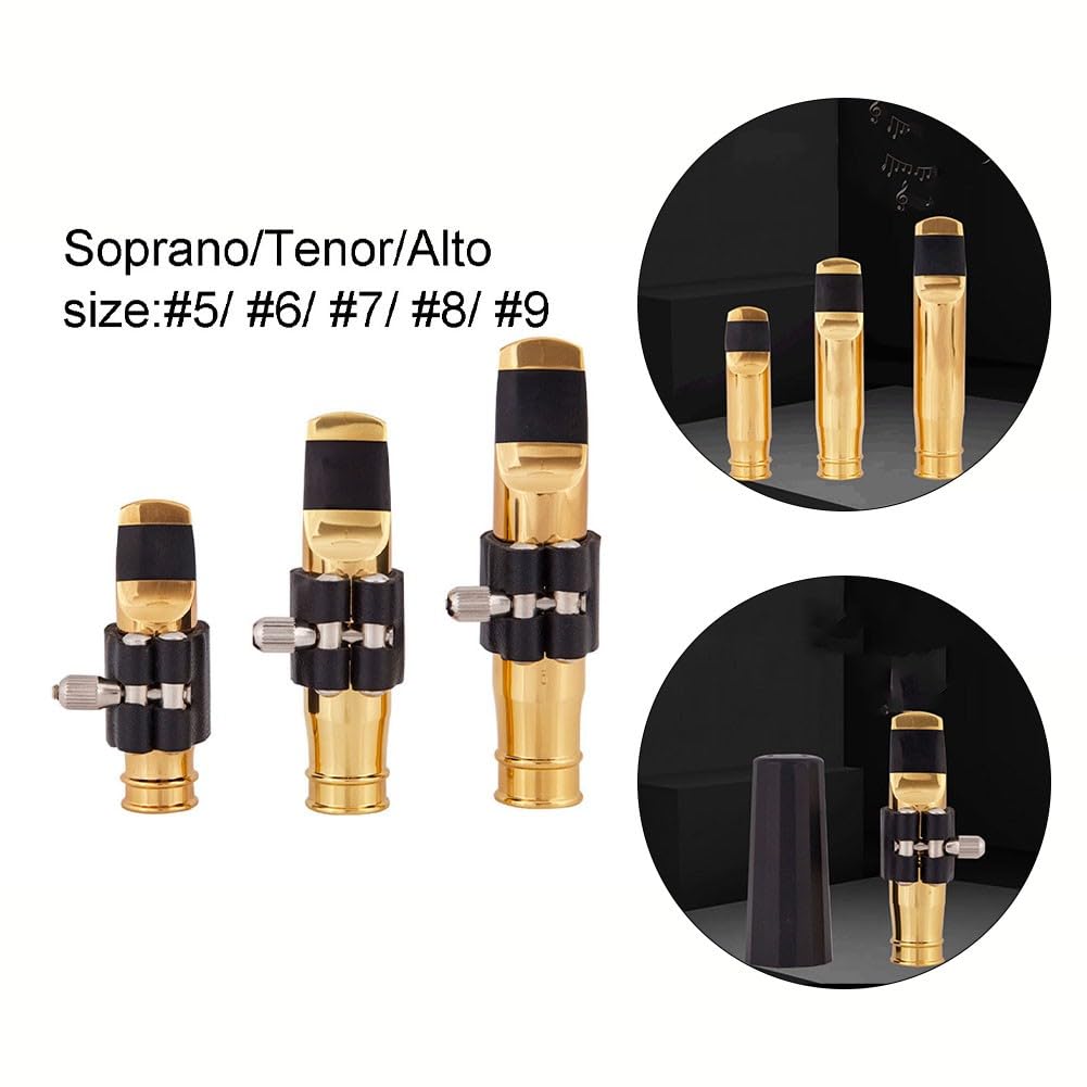 Boquilla de metal para saxofón alto soprano tenor, latón con clip de lengüeta, tamaño #5#6#7#8#9 Alto Size8