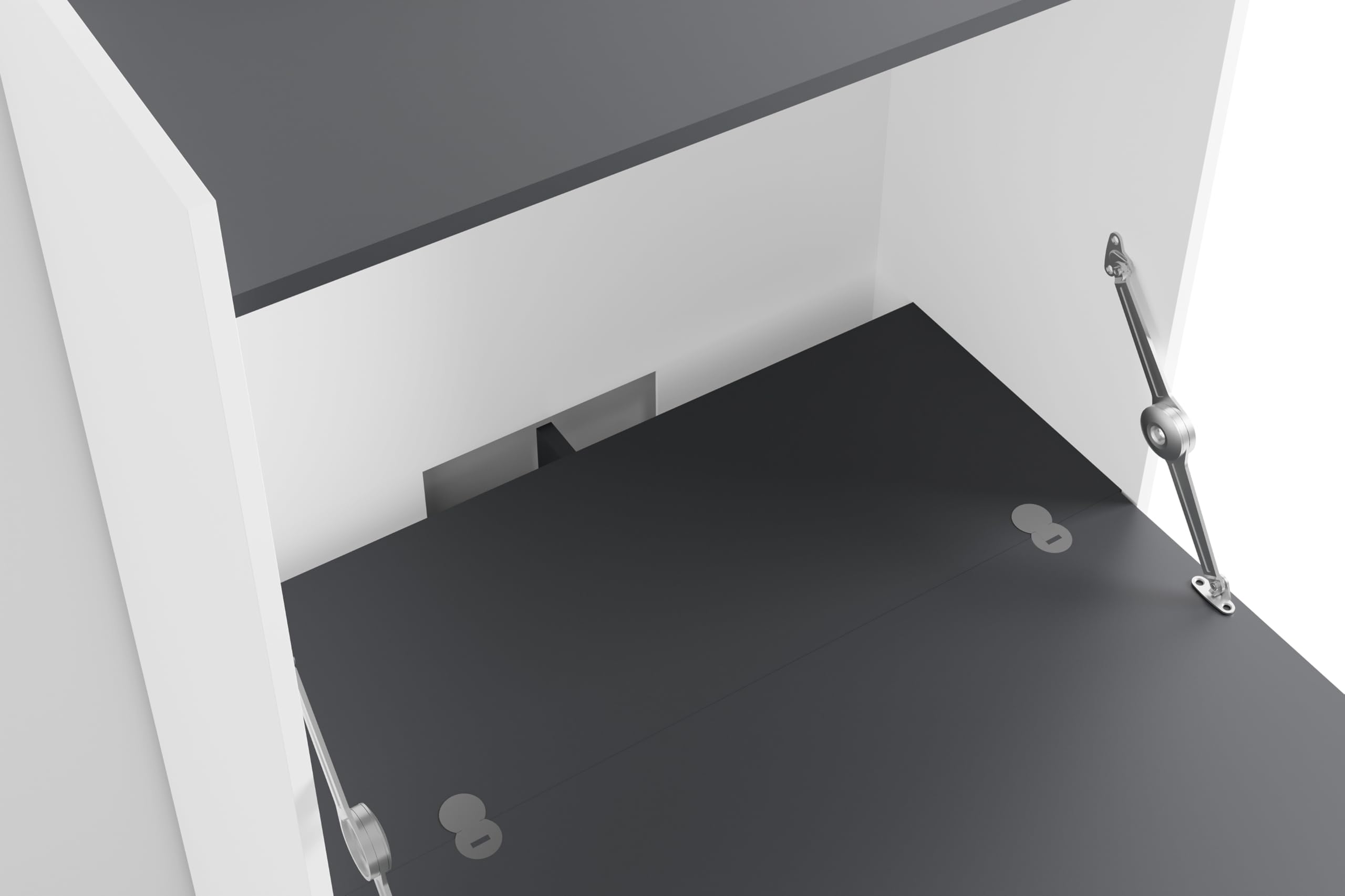 byLIVING Sekretär Hannes, Grifflos, Sekretär Mattweiß - anthrazit | Office-Schrank mit 1 Klappe und 2 Türen, B 80, H 141, T 40 cm
