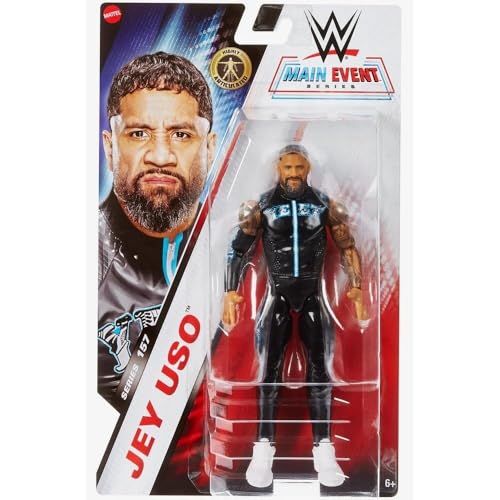 Mattel WWE Jey USO Action Figure, Main Event Series 157, 6-inch Collectible Superstar with 14 Articulation Points & Life-Like Look