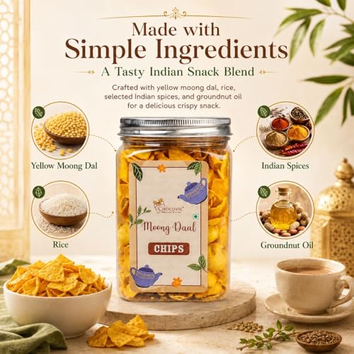 Image of Chocovic Moong Dal Chips 85g | Crispy & Protein-Packed Snack | Made with Premium Moong Dal | Healthy Vegetarian Crunchy Chips | Perfect Anytime Snack for Home, Office & Travel