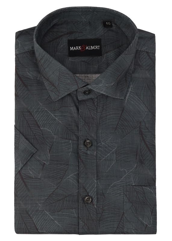 Image of MARK & ALBERT Men's 100% Cotton Half Sleeves Slim Fit Mens Shirt