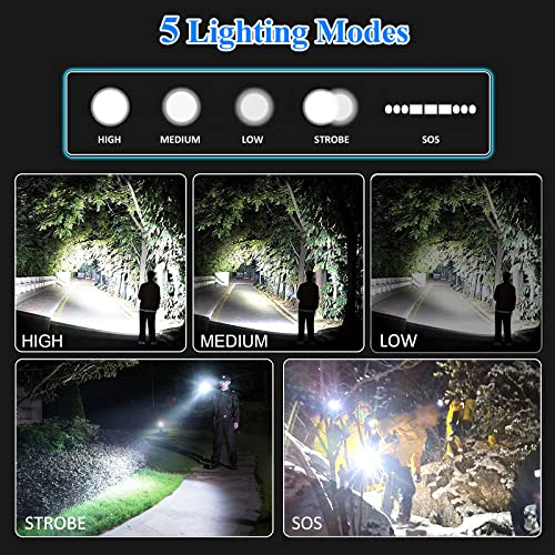 Rechargeable Flashlights 200000 High Lumens, Led Powerful Tactical Flashlight Battery Powered, Small Handheld Light With 5 Modes, Zoomable, Ipx6 Waterproof, Gift Box For Outdoor Emergency Camping #TOP2