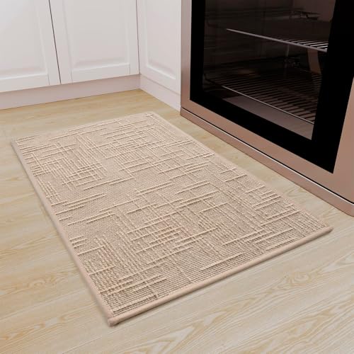QINTOK Tapis Cuisine Devant Evier 50x80cm, Tapis de Couloir en Tissu Jacquard, Caoutchouc Soutenu Tapis de Cuisine Runner, Absorbent Tapis de Sol pour Devant l'évier,...