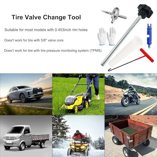 Image of Quick Tire Valve Change Tool, Tire Valve Stem Core Quickly Replacement Tool Kit for Cars, Trucks, Motorcycles etc (13PCS)