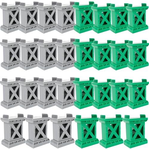 Kugliwa 30 Pcs Train Bridge Pier Track Wooden Bridges Support Railway Accessories Compatible with All Major Train Set, Grey Green