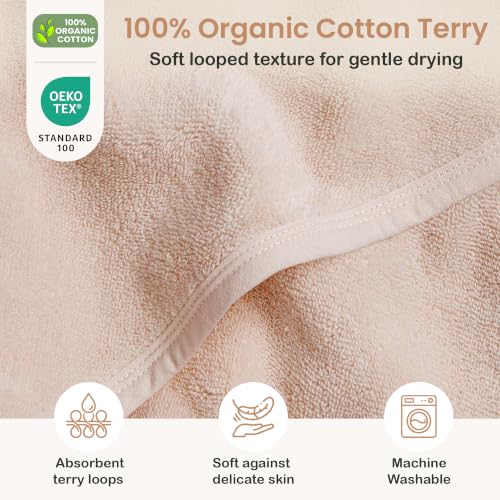 Image of 100% Organic Cotton Woven Hooded Baby Bath Towels Gift 31x31 inch