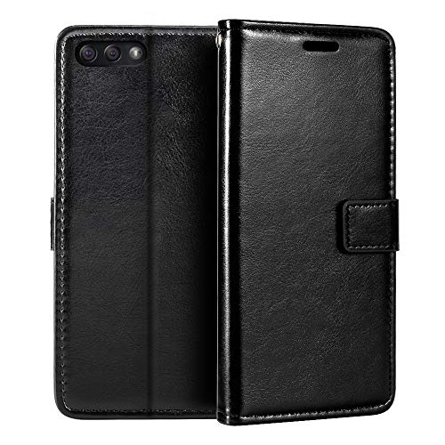 Shantime Funda de Cuero Compatible con ASUS Zenfone 4 ZE554KL, Diseño Ejecutivo Magnética, 3 Ranuras, Marco para Foto y Cartera Oculta(Negro)