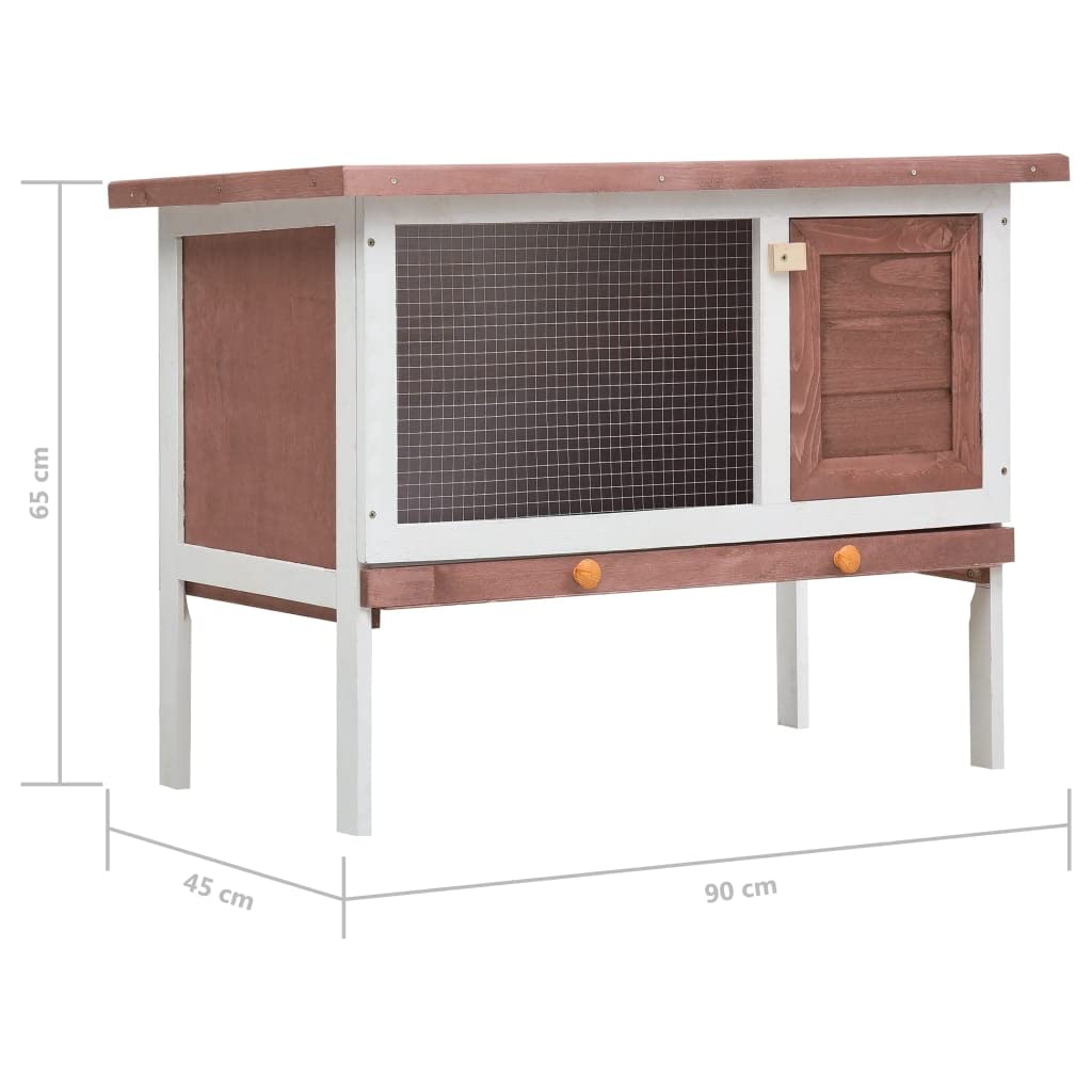 HOMIUSE Clapier à lapins - 1 niveau - Marron - En bois - Pour cochon d'Inde - Accessoires - Cochon d'Inde - Cage à lapins - En bois - 90 x 45 x 65 cm
