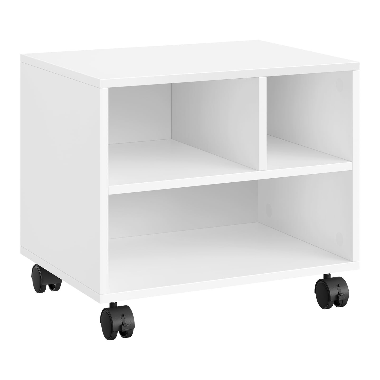 WOLTU Mesa para Impresora con Ruedas, Soporte de Impresora, Estanteria Movil para Oficina, con 3 Compartimentos, Carro Movil, 40x30x35 cm, Blanco, ASK06ws