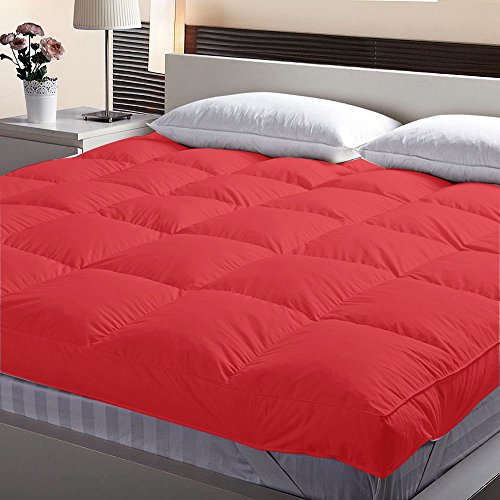 Image of Linenwalas Microfiber Mattress Padding /Topper for 5 Star Hotel Feel - Red - 60 inch X 78 inch