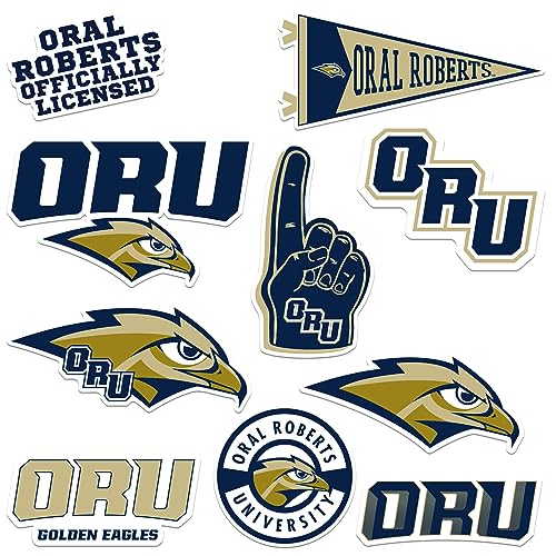 Image of Oral Roberts University 9ct Vinyl Large Deluxe Stickers Variety Pack - Laptop, Water Bottle, Scrapbooking, Tablet, Skateboard, Indoor /Outdoor - Set of 9