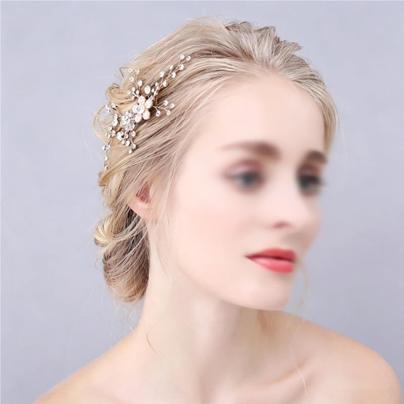 Beaded Crystal Floral Bridal Hair Comb Headpiece image 2