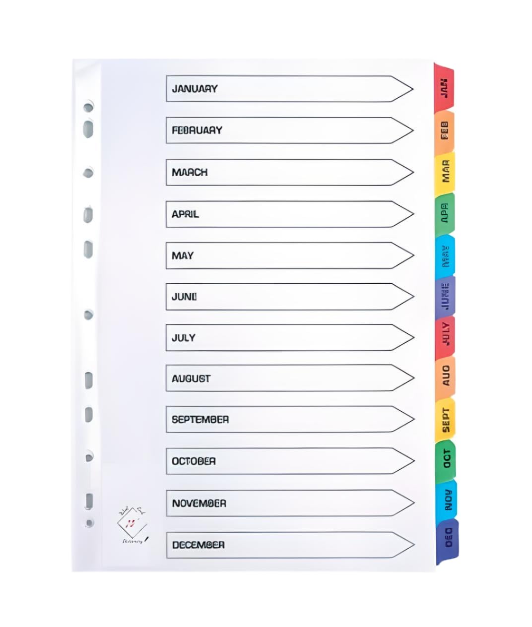 A4 File Subject Dividers A-Z Part Multi-Coloured Tabs with Reinforced Multi Punched Mylar tabs 150gsm (Pack of 5)