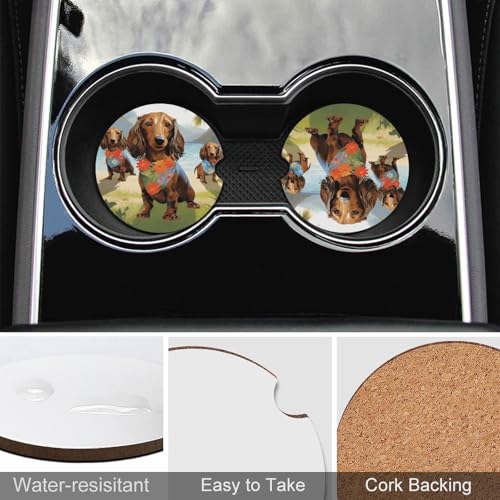 Posavasos para Auto de Madera con Diseño Tropical 2.6 pulgadas miniatura 5