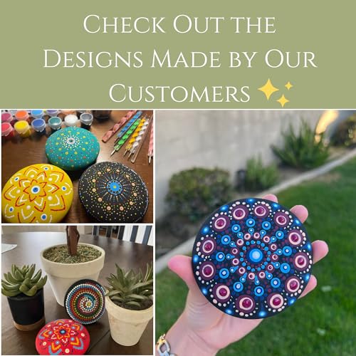 MoonGarden Mandala Rock Painting Kit – Mandala Dotting Tools Kit – Large Wooden Rocks for Painting, Stencils, Acrylic Paints, Dotting Tools for Rocks – Dot Art Kit for Adults &amp; Kids