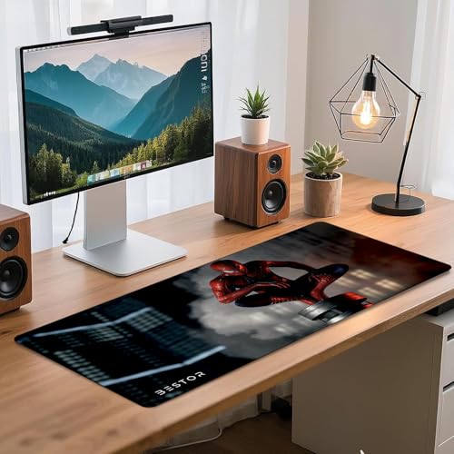 Image of BESTOR Anime Series Spiderman Printed Mouse pad with Anti-fray Stitching, Waterproof Surface & Non-Slip Rubber Base Stitched Edges Gaming Mouse Mat for Laptop (60cmx34cm)
