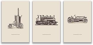 LTXMZ Vintage Vecchio Locomotiva Industriale Rivoluzione Tela Stampe Antiquariato Poster Nordico Parete Arte Quadro Estetica Stanza Ufficio Decorazioni 30 X 42 Cm X 3 No Cornice