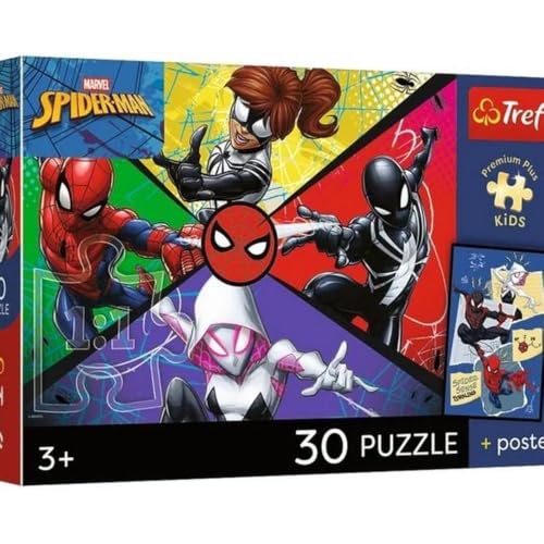 Trefl - Marvel Spiderman, Spiderman Power - Puzzle da 30 pezzi - Puzzle con gli eroi delle fiabe, poster da collezione, intrattenimento creativo, per bambini dai 3 anni in su
