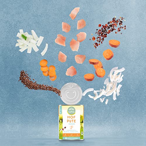 naftie Bio Hundefutter Hof Pute - Premium Nassfutter Menü mit Putenfleisch & Süßkartoffeln - getreidefrei glutenfrei - purinarm - 6X 800g Dosen