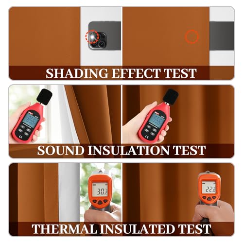 Yakamok Room Darkening 100% Blackout Curtains Grommet Window Treatments with 2 Thick Layers-Burnt Orange Thermal Insulated Drapes Set of 2 Panels for Bedroom Living Room 52 Inches by 84 Inches Length