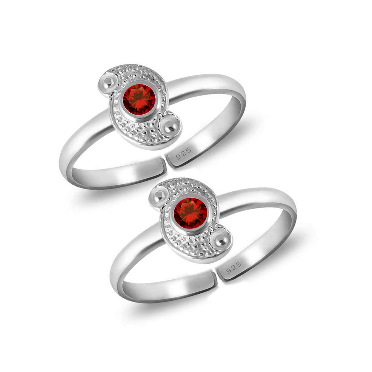 styleejewel Sterling Silver Toe Rings for Women Garnet Stone 925 Pure Chandi Bichiya Traditional Design Indian Toe Rings for Women Stylish (SJTR72G)-picture-27