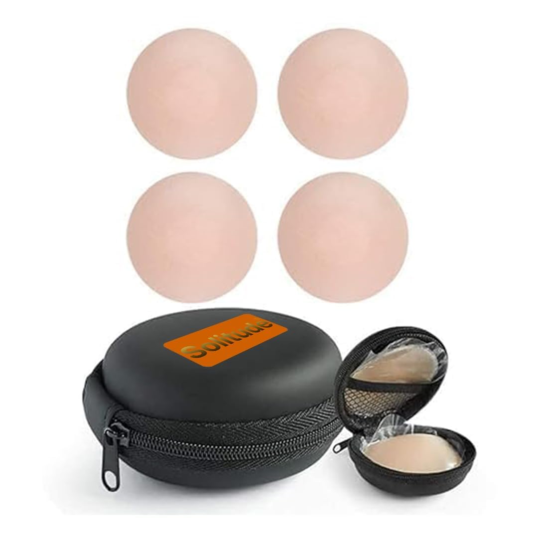 SOLITUDE 8 Pcs Reusable Nipple Covers with Case | Comfortable & Natural Invisible Self Adhesive Washable Silicone Pasties for Women (Skin Color) (B0CN4S45D1) Amazon Price History, Amazon Price Tracker