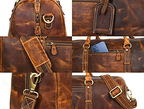 Aaron Leather Goods – Full Grain Leather Duffel Bags for Travel, Weekend, Overnight, and Sports Gym | Stylish Bags for Men and Women. - image 9