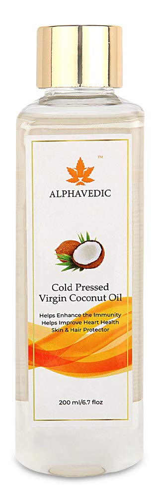 ALPHAVEDIC COLD PRESSED VIRGIN COCONUT OIL - 200ML | MOISTURISING AND HEALING | FOR SKIN AND HAIR | NATURAL AND ORGANIC