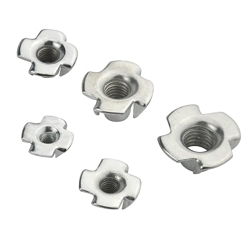 Miniatura 3 de XINGYHENG 90 piezas M3 M4 M5 M6 M8 T Tuercas de cuatro garras Kit surtido de tuercas de garra de acero al carbono chapado en zinc para carpintería,
