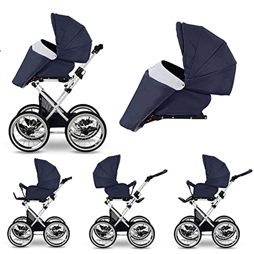 Retro Kinderwagen 3in1 2in1 4in1 isofix Luftreifen 6 Farben J.Baronessa by Lux4Kids Black JBN 11 2in1 ohne Babyschale