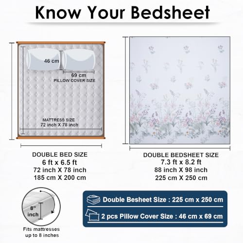 Image of Dew Cotton Bedsheet for Double Bed 160 TC 250 x 225 CM, Ivory