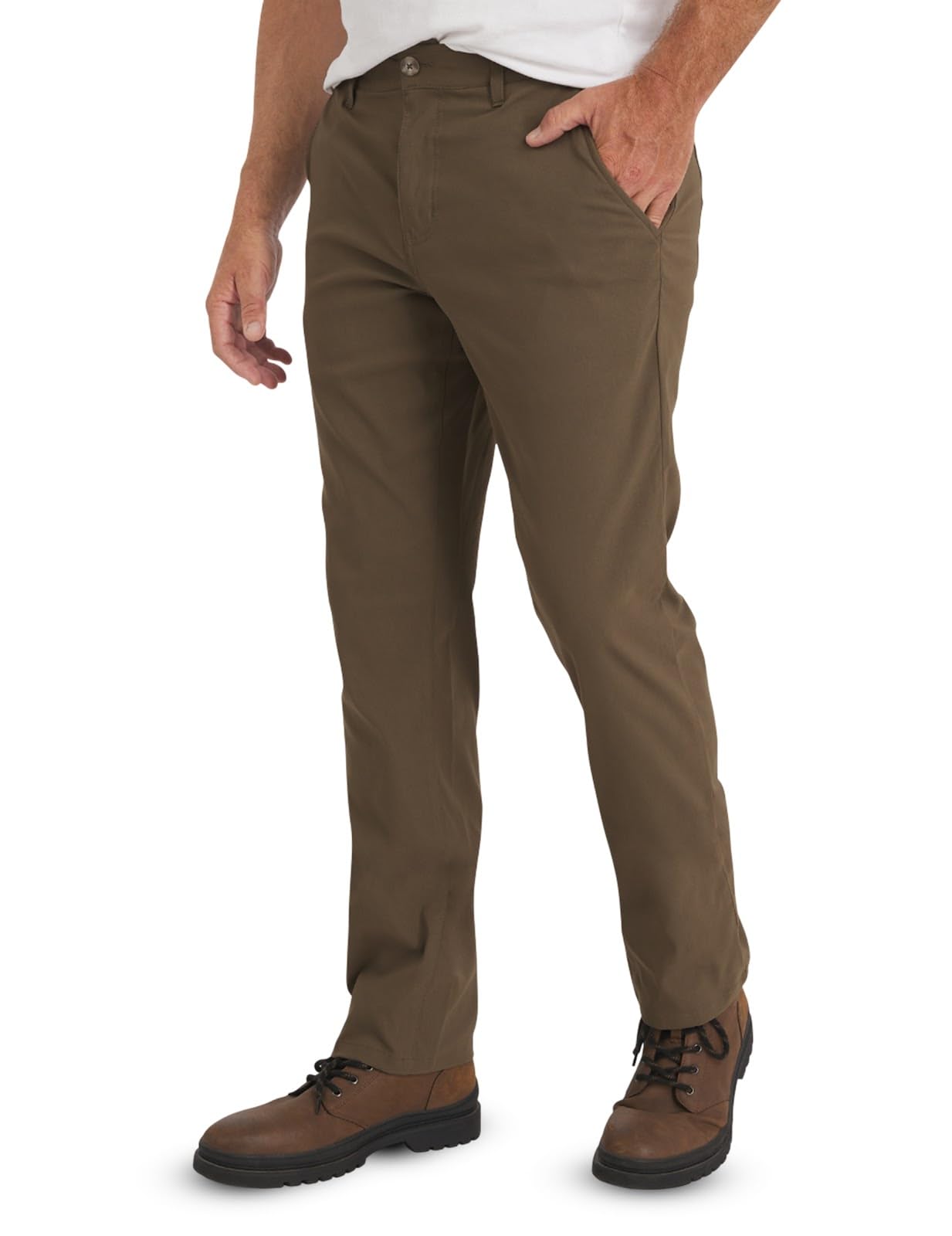 Weatherproof Vintage Men's Regular Fit Excursion Pants - Ultra Stretch Casual Flat Front Chino, Mushroom Design, 36W x 30L