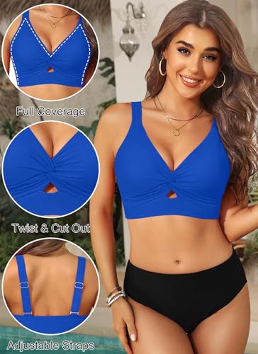 Image of Women's Bikini Top - Supportive Swimsuit for Large Bust - 2025 Cut Out Twist Swim Top