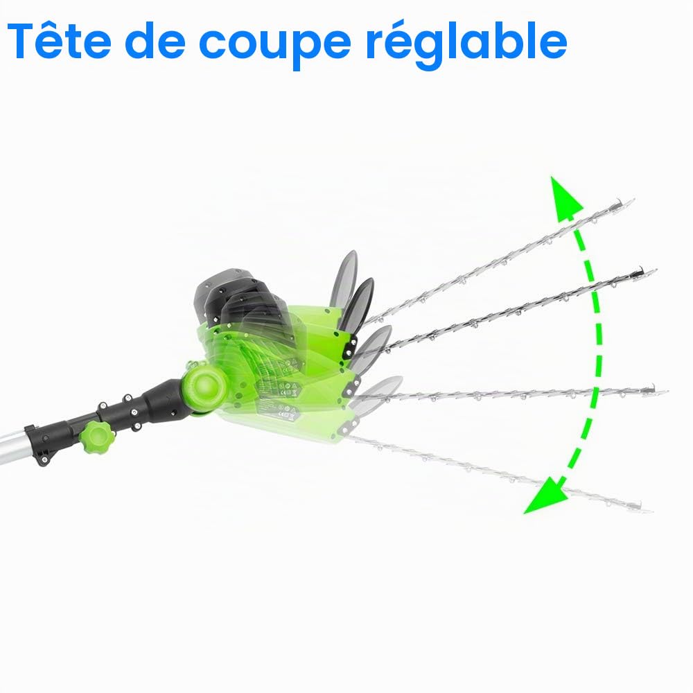 BAKAJI Taille-haie télescopique électrique avec Tige Extensible, Taille Haies Lame 41 cm avec Inclinaison, Lame réglable, Entretien du Jardin, Coupe-Bordures (460W - 240 cm)