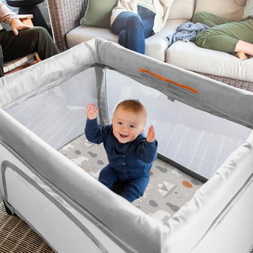 Image of Pack n Play Sheets, BROLEX 2 Pack Mini Crib Sheets,Stretchy Portable Fitted Playard Sheet Set, Convertible Playard Mattress Cover,Ultra Soft Breathable Material,Snowy Forest