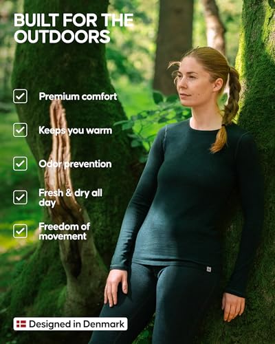 DANISH ENDURANCE Merino Wool Long Sleeve for Women, Thermal Vests for Women, Base Layer Underwear Tops, Winter Thermals3