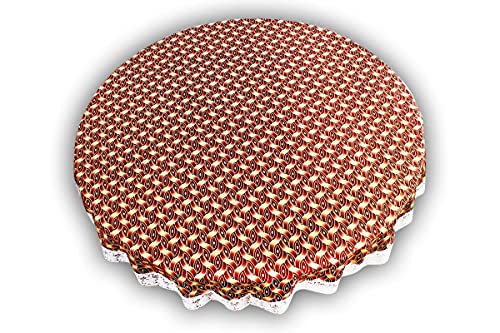 Image of The Furnishing Tree Round Shaped 6 Seater Table Cover WxL 72x72 inches with White Border lace