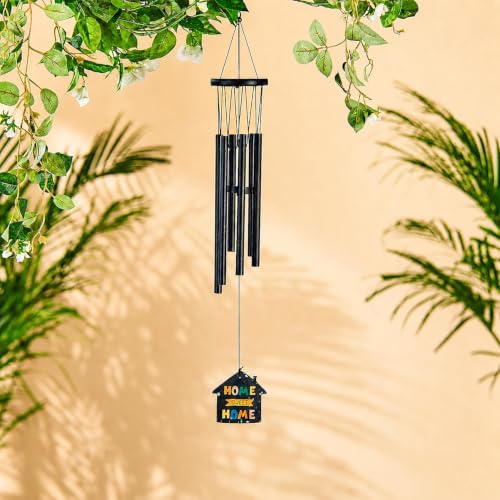 Image of Amazon Basics Premium Aluminium Evil Eye Wind Chimes for Home, Balcony & Garden |Soothing Melodic Sound | Decorative Hanging Gift | Color: Black | Material: Aluminum | Size: 65L x 9 W x 9H cms