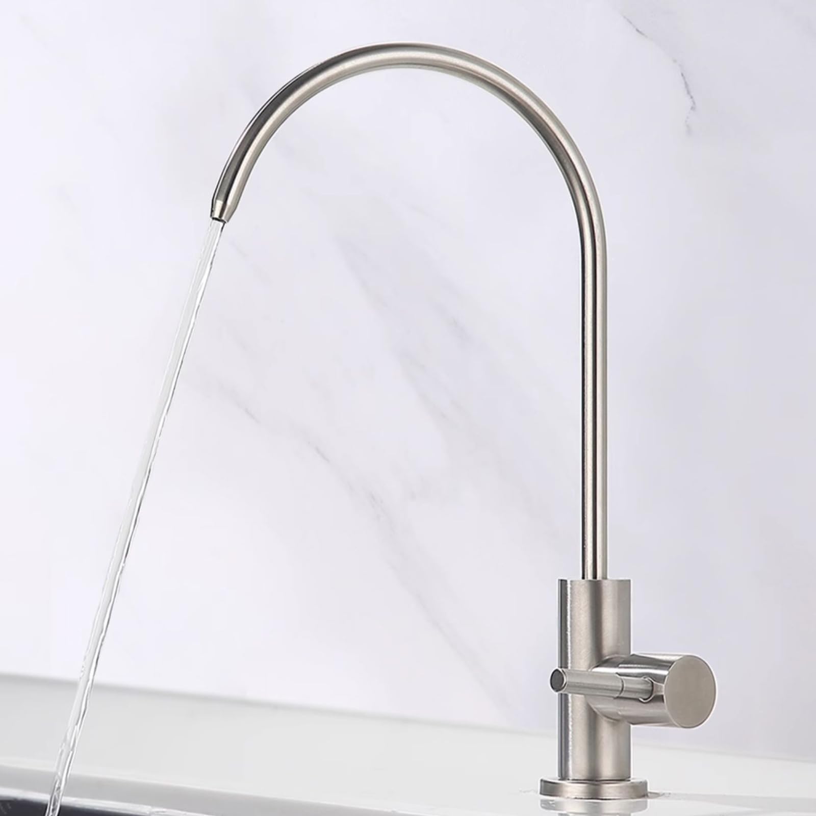 WDSOPK faucet Filter Drinking Water Swan Neck Kitchen Sink Faucet Swivel Single Cold Tap (A A)