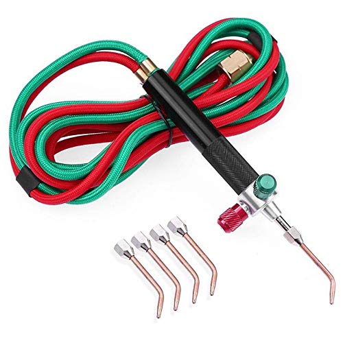 Jewelry Micro Gas Torch Welding Soldering Gun Soldering Iron Kit with 5 Weld Tips, Torches Soldering kit for Oxygen Cylinders, Hoses - Acetylene for Jewelry Repair