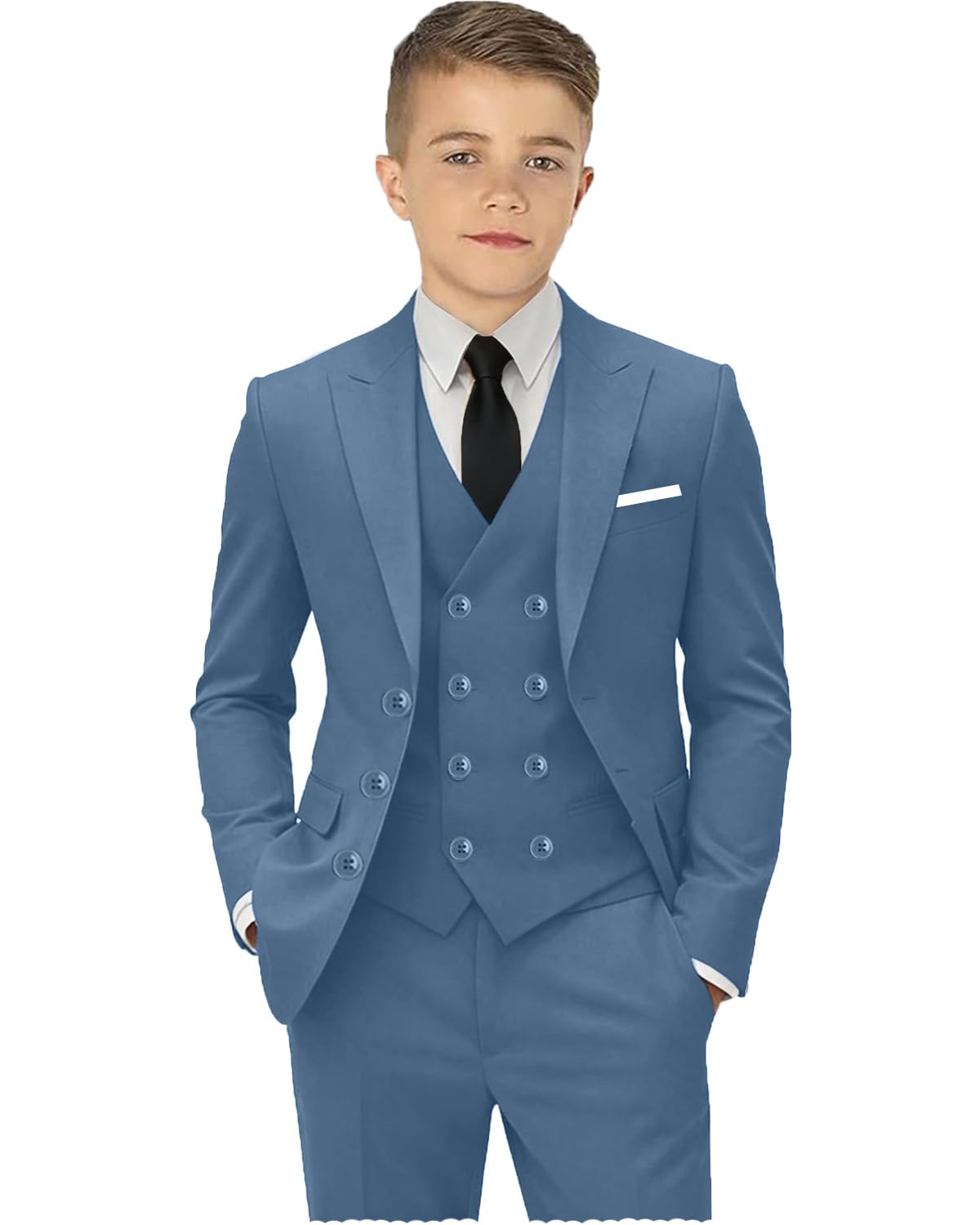 Anzug für Jungen, 5-teilig, Jungenanzüge mit zweireihigem Smoking für Hochzeit, Ringträger, Outfit, Schulkleid, Kleidung