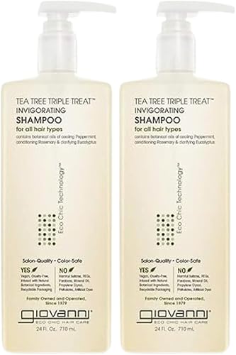 Miniatura 1 de GIOVANNI Tea Tree Triple Treat Champú vigorizante  Menta refrescante, eucalipto y romero, fortalece y rejuvenece el cabello y el cuero cabelludo,