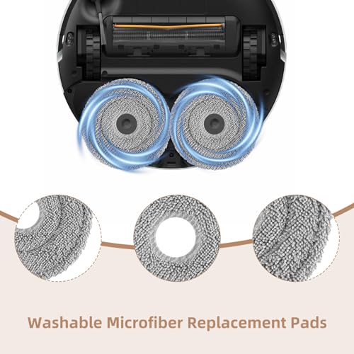 Image of TriCut Brush Accessories Replacement Parts for Dreame X40 Ultra / X30 Ultra / L30 Ultra / L10s Ultra / L20 Ultra / L10s Pro / L40 Ultra, MOVA P10 / P10 Pro / P50 Pro, includes 4 mop cloths, 4 dust bags