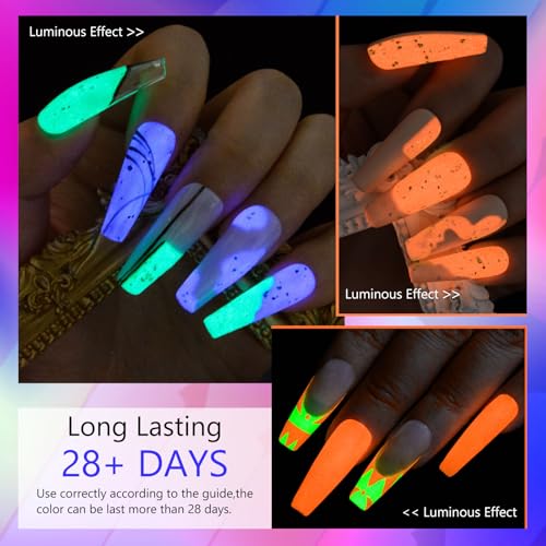 Set 8 piezas esmaltes de gel neón brillan en la oscuridad miniatura 2